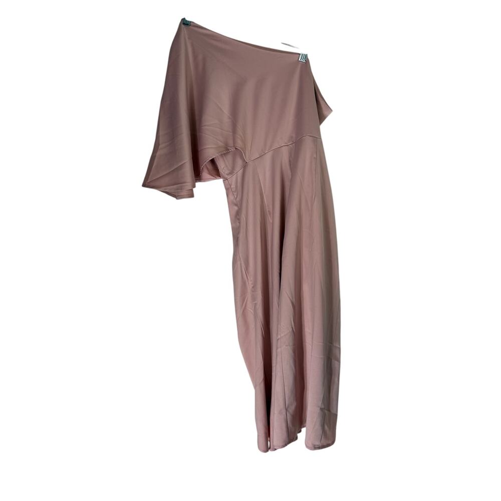 NWT Cupshe Pink Satin One Shoulder Flared Sleeves Cocktail Party Dress Size M - Picture 5 of 11